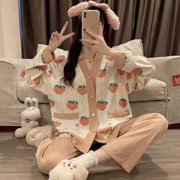 睡衣女2022年新款春秋季長袖棉質薄款夏卡通學生可外穿家居服套裝