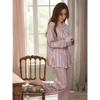 馬克公主女冰絲條紋家居服睡衣