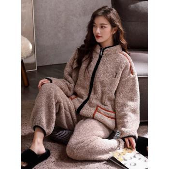 秋冬款法蘭絨加厚家居服女睡衣
