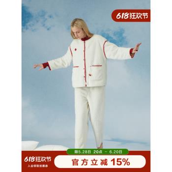 女秋冬季新款雙面加厚珊瑚絨睡衣