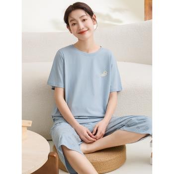 康妮雅七分褲純棉女休閑甜美睡衣