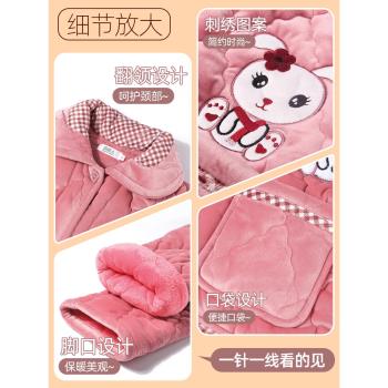 南極人夾棉女士加絨保暖睡衣