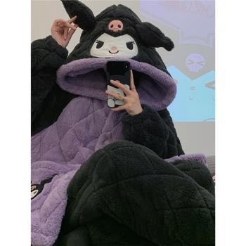 睡衣女冬季珊瑚絨三層夾棉2023新款加厚加絨法蘭絨冬天可愛家居服