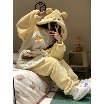 珊瑚絨秋冬季加厚保暖外穿卡通