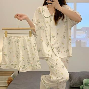 女春秋短袖款冰絲甜美夏天睡衣