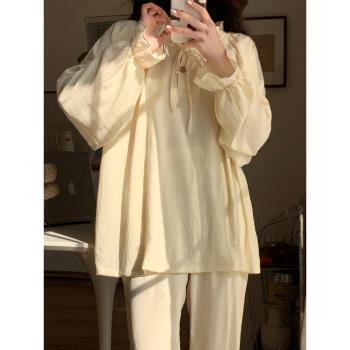 春秋季睡衣女款純棉薄款長袖2024年新款公主風女士夏天家居服套裝