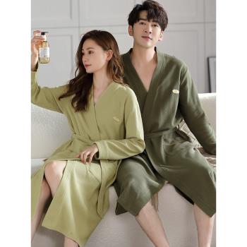 女春秋款長袖全棉日式情侶睡袍