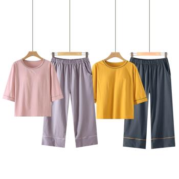 春夏秋女純棉免穿文胸兩件裝睡衣