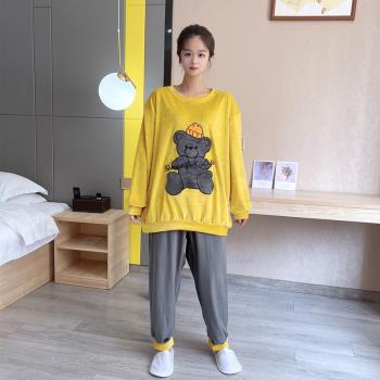 提花胖MM加肥大碼女卡通小熊睡衣