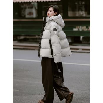 紀詩哲白鵝絨羽絨服女2024新款女款高階寬松加厚極寒短款麵包服