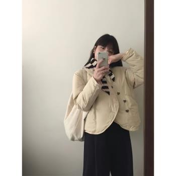 GAO品質小眾V領輕薄款羽絨服女小個子簡約韓系寬松文藝90絨秋外套