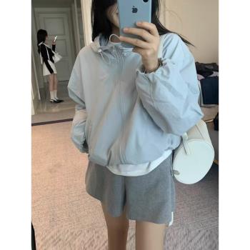 557-1加棉沖鋒衣女冬新款加厚棉服寬松休閑短款雙拉鏈連帽外套女