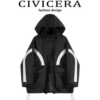 CIVICERA連帽羽絨服女冬季2023新款高階感戶外加厚羽絨沖鋒衣外套