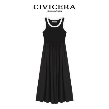 CIVICERA法式連衣裙夏季高腰背心