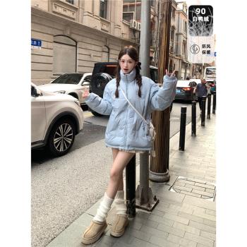 ANDEARDI中長款羽絨服女新款冬季美式復古情侶款純色加厚立領外套