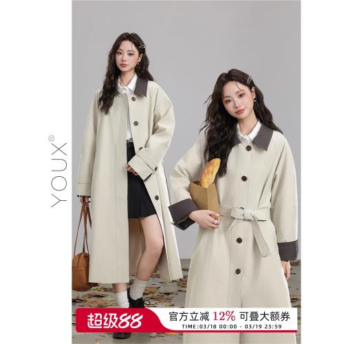 又巷【幾行詩箋】女風衣大衣2025秋季新款時尚寬松英倫風長款外套