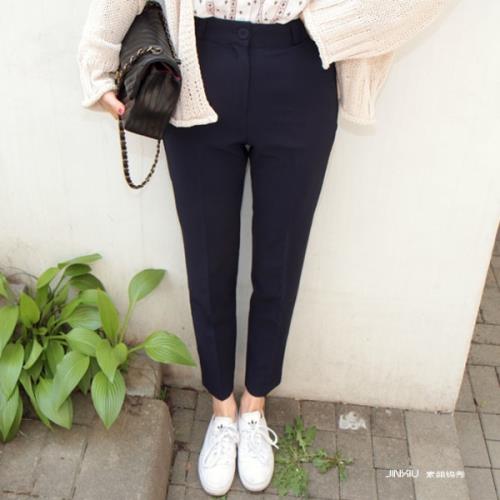 春秋小個子藏青藍西褲工褲直筒寬松女九分休閑褲西裝褲職業工作褲