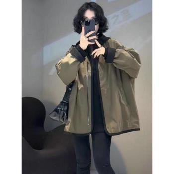 歐貨兩面穿V領寬松中長款風衣