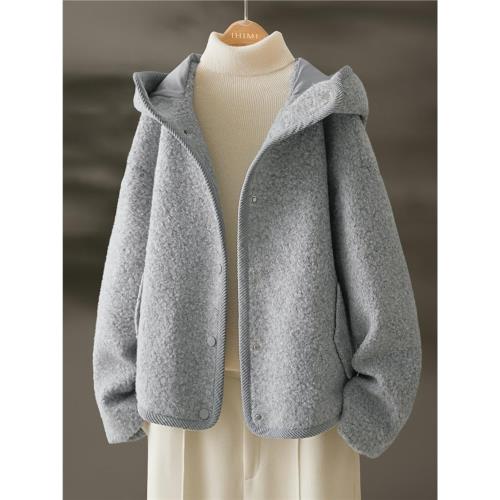 IHIMI海謐女士短款加厚連帽外套女2025冬季爆款秋冬加絨高級感