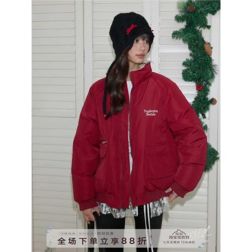 【七折起】YUPH新國標90白鴨絨新款紅色短款加厚保暖羽絨服女