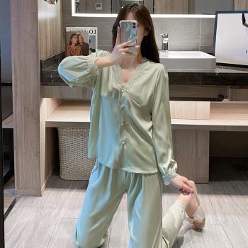法式復古女冰絲ins純欲風V領睡衣