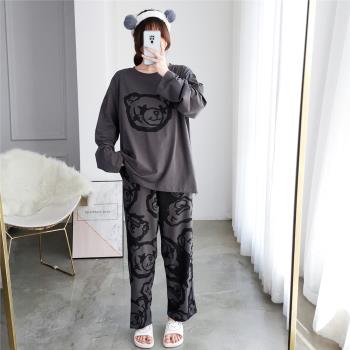 小熊男女加大碼情侶胖mm簡約睡衣