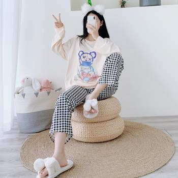 簡約小熊男女加大碼情侶胖mm睡衣