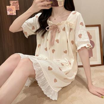 棉綢夏季印花大碼舒適家居服睡衣