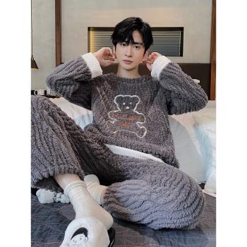 男士珊瑚法蘭絨青少年卡通睡衣