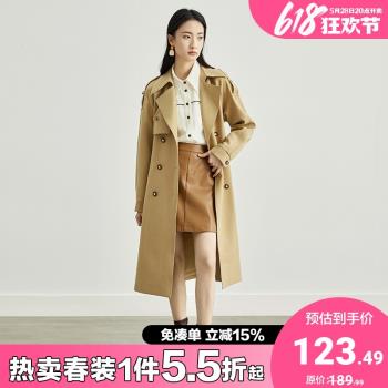 收腰顯瘦純色中長款秋季風衣