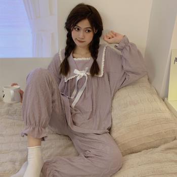 春秋冬季睡衣女士款純棉長袖2022年新款可愛公主風寬松家居服套裝