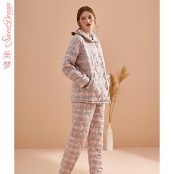 美夢珊瑚絨棉襖保暖套裝情侶睡衣