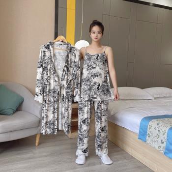 莫代爾日式三件套女胖mm孕婦睡衣