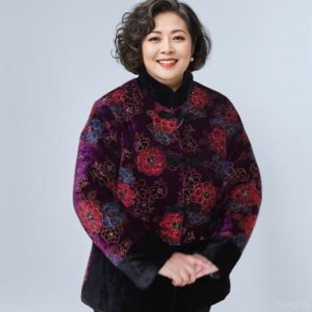 200斤胖奶奶金絲絨棉服冬款唐裝立領外套加厚加絨中老年保暖棉襖