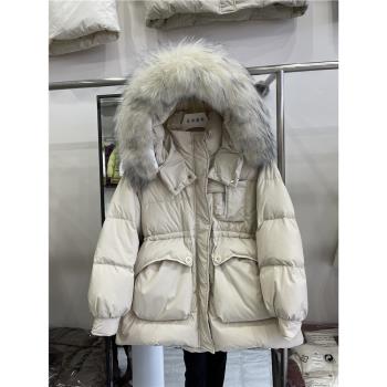 中長款大毛領韓版加厚保暖羽絨服