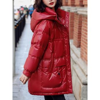 蓓羅拉高級感紅色小個子羽絨服女2024新款冬季中長款加厚外套女款