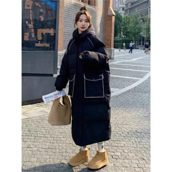 寬松中長款大碼胖mm連帽羽絨服