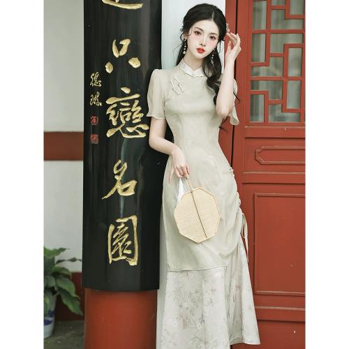 新中式女裝少女素雅改良旗袍年輕款高端氣質顯瘦日常可穿夏季新款