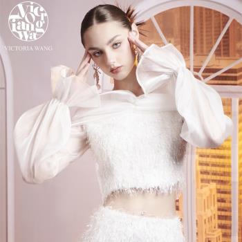 【清貨折M】VICTORIA WANG 24SS春夏新款網紗拼接流蘇絨上衣百搭