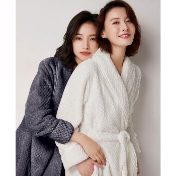 女新款情侶加厚保暖法蘭絨睡袍
