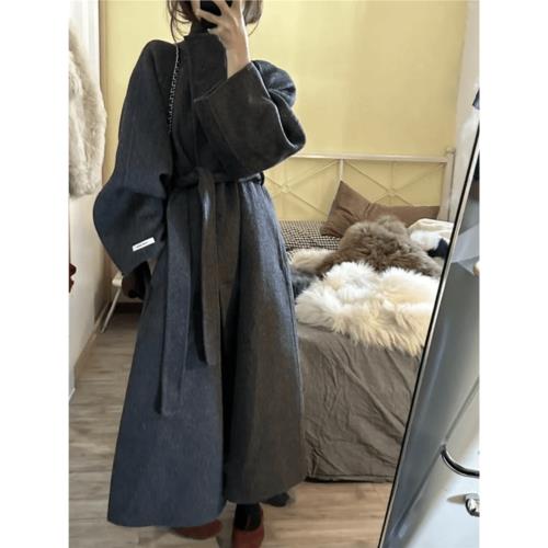 深冬灰色呢子大衣女入冬季2025新款毛呢外套小個子獨特超好看加厚