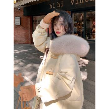中長款韓版真毛領保暖外套羽絨服