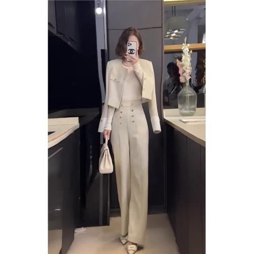 法式小香風短外套褲子兩件套裝韓劇女主富家千金高級感干練氣質秋