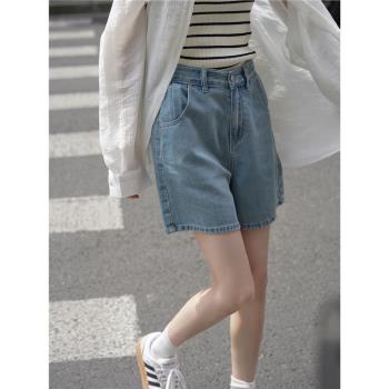 阿一女夏季高腰休閑a字牛仔短褲