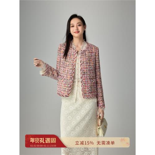 未央精品 彩寶VTG/埃及特種花紗小香風外套女秋名媛氣質短款上衣