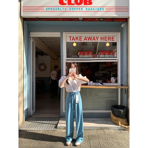 【現貨福利價】With Naki 博主西褲 新款褲子女寬松直筒拖地褲