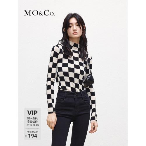 【淘寶甄選】【美麗諾綿羊毛×山羊絨】MOCO半高領羊毛菱格針織衫