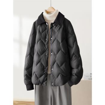 IHIMI設計感小翻領短外套羽絨服