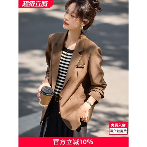 沫晗依美設計感西服外套2025春季新款休閑系帶百搭職場松弛感外套