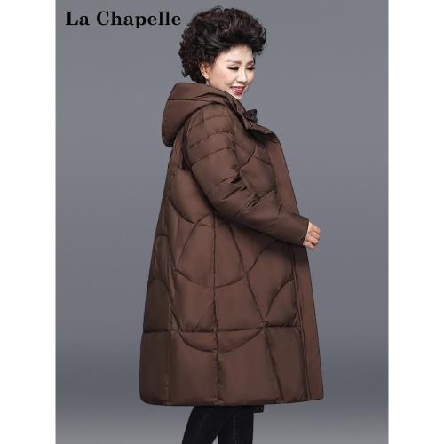 拉夏貝爾媽媽冬裝羽絨服外套新款過膝棉襖中老年女冬季中長款棉衣